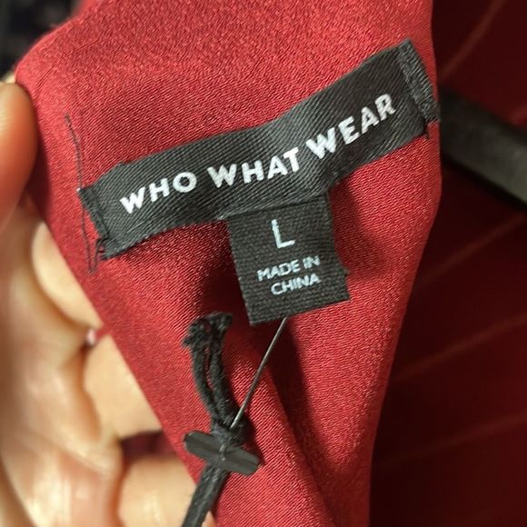 Who What Wear NWT merlot white navy striped asymmetrical hem long sleeve dress - Picture 8 of 16